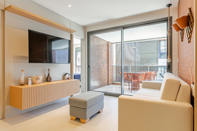 Partial SEA view from the balcony in Jurerê #JA24D