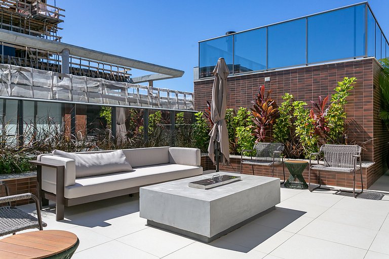 Partial SEA view from the balcony in Jurerê #JA24D