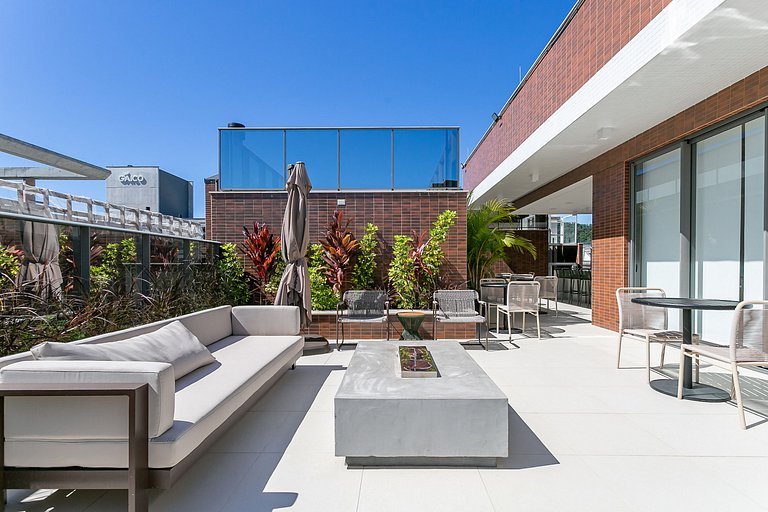 Partial SEA view from the balcony in Jurerê #JA24D