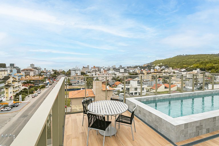 Piscina no Rooftop | 550m da Praia de Jurerê #JA38